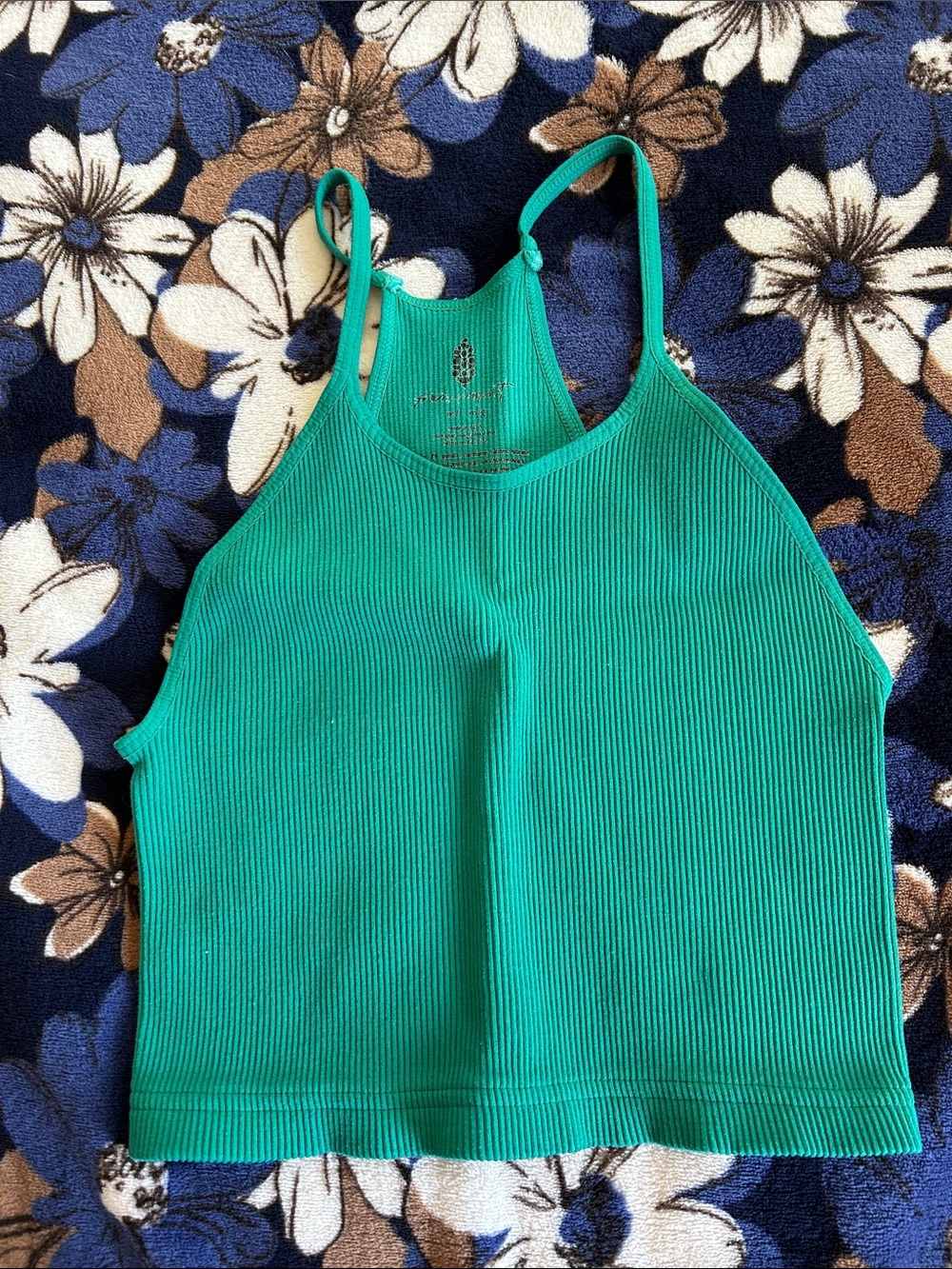 Ribbed Green Cropped Tank Top